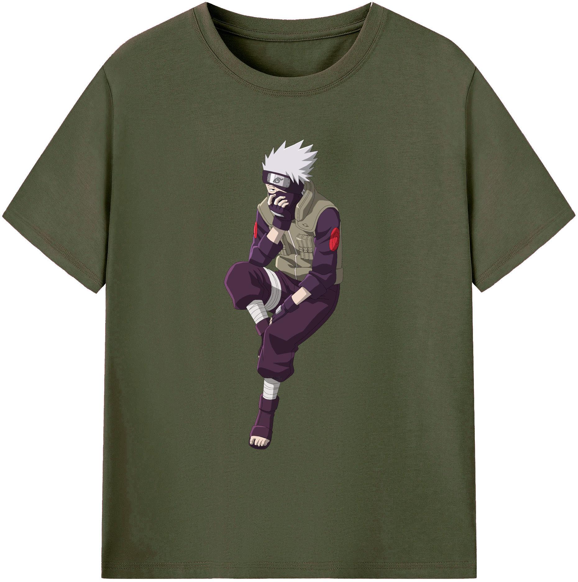 （画像用） NARUTO -ナルト- はたけ カカシ Hatake Kakashi 綿100％ メンズ半袖Tシャツ｜肌触りやわらか＆通気性